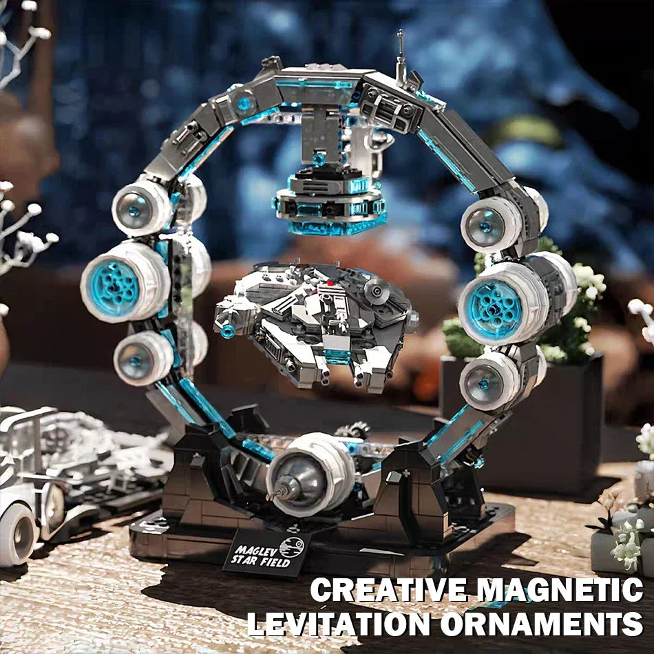 1196PCS MOC Technical Maglev Falcon Spaceship Building Blocks Magnetic Suspension War Spacecraft Bricks Toys Ornaments Kids Gift