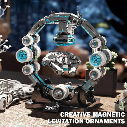 1196PCS MOC Technical Maglev Falcon Spaceship Building Blocks Magnetic Suspension War Spacecraft Bricks Toys Ornaments Kids Gift