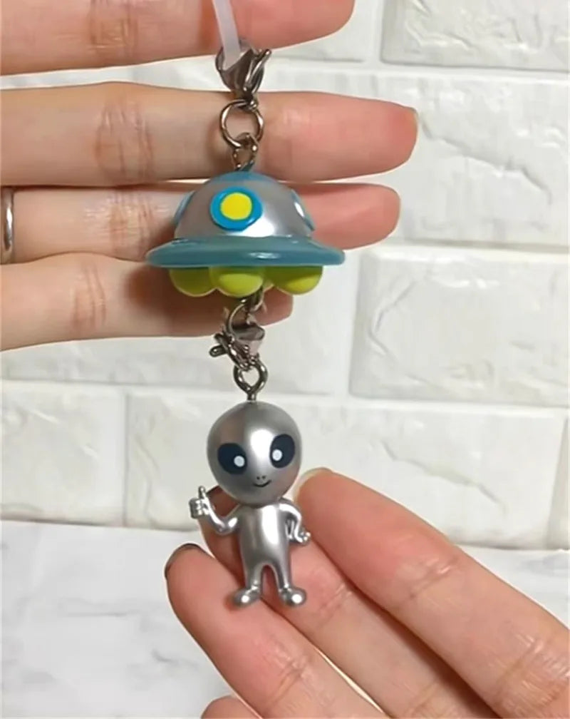 Original capsule toys kawaii Space Friends Mejirushi Accessory 2 Astronaut Rocket Alien UFO umbrella bottle mark pendant figures