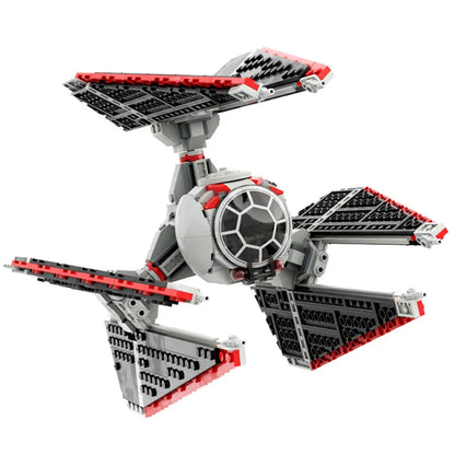 677PCS NEW MOC Movie Series Space War Defenders TIE Fighter Spaceship Model Building Blocks Bricks Toy Kids Boy Birthday Gift