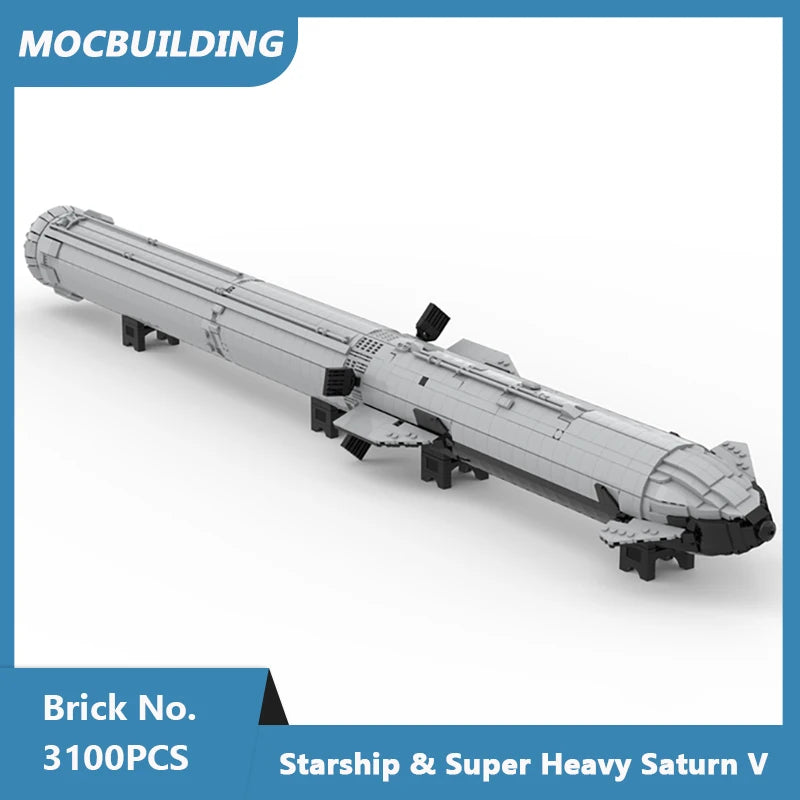 MOC Building Blocks Space Starship & Super Heavy Saturn V 1:110 Scale Model DIY Assembled Bricks Educational Toys Gifts 3100PCS