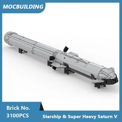 MOC Building Blocks Space Starship & Super Heavy Saturn V 1:110 Scale Model DIY Assembled Bricks Educational Toys Gifts 3100PCS