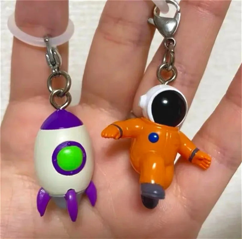 Original capsule toys kawaii Space Friends Mejirushi Accessory 2 Astronaut Rocket Alien UFO umbrella bottle mark pendant figures
