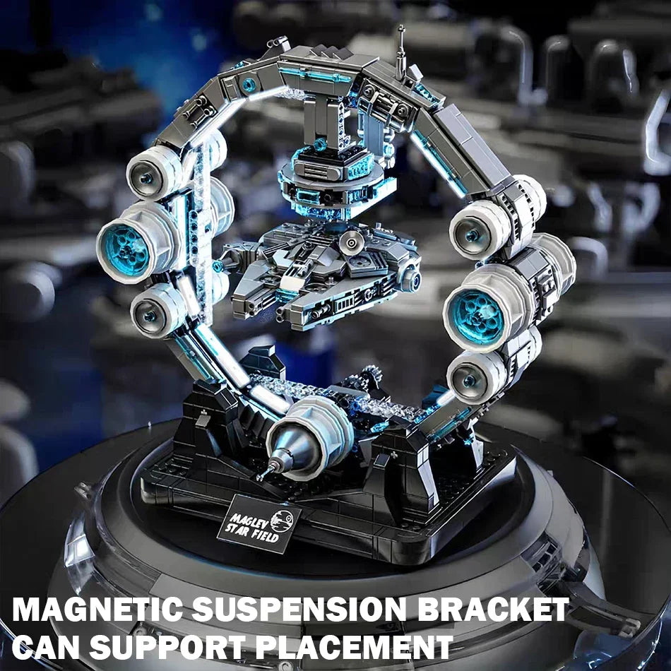 1196PCS MOC Technical Maglev Falcon Spaceship Building Blocks Magnetic Suspension War Spacecraft Bricks Toys Ornaments Kids Gift