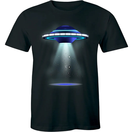 3D Flying UFO Alien Space Ship T-Shirt for Men, Unique Gift Tee