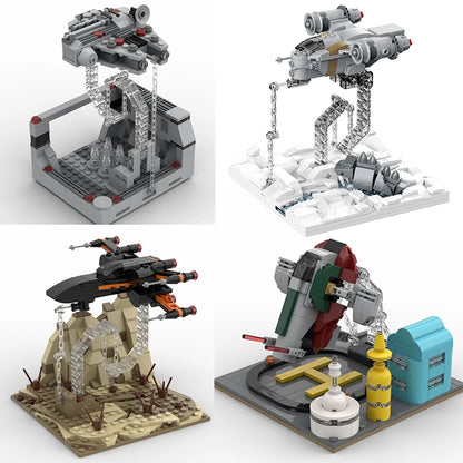 MOC Floating Starfighter Building Blocks Model Imperial Republic Gunship Spaceship DIY Assembly Bricks Childrens Toys Xmas Gifts