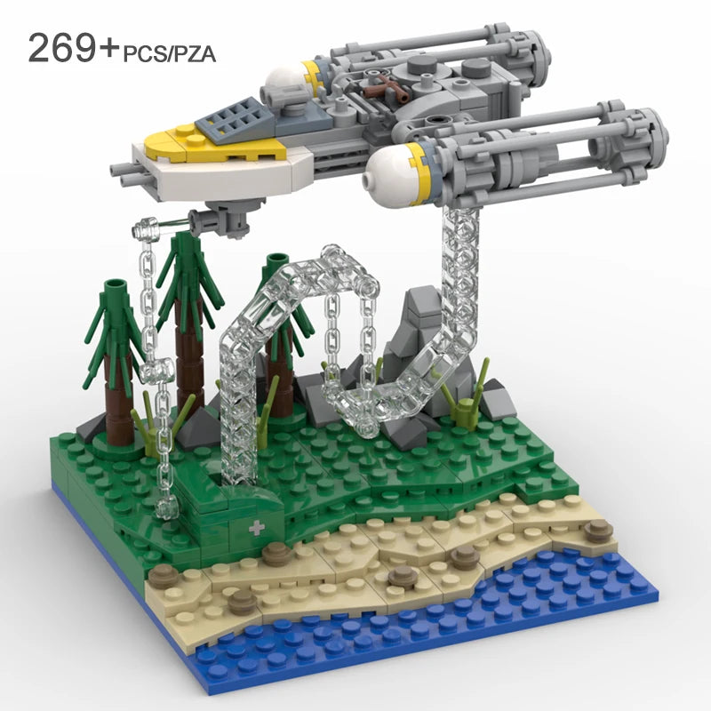 MOC Floating Starfighter Building Blocks Model Imperial Republic Gunship Spaceship DIY Assembly Bricks Childrens Toys Xmas Gifts