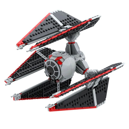 677PCS NEW MOC Movie Series Space War Defenders TIE Fighter Spaceship Model Building Blocks Bricks Toy Kids Boy Birthday Gift