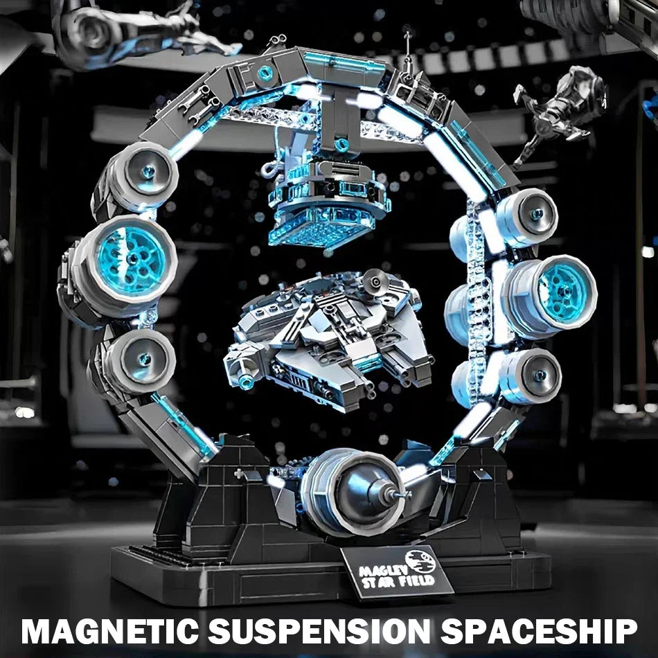 1196PCS MOC Technical Maglev Falcon Spaceship Building Blocks Magnetic Suspension War Spacecraft Bricks Toys Ornaments Kids Gift