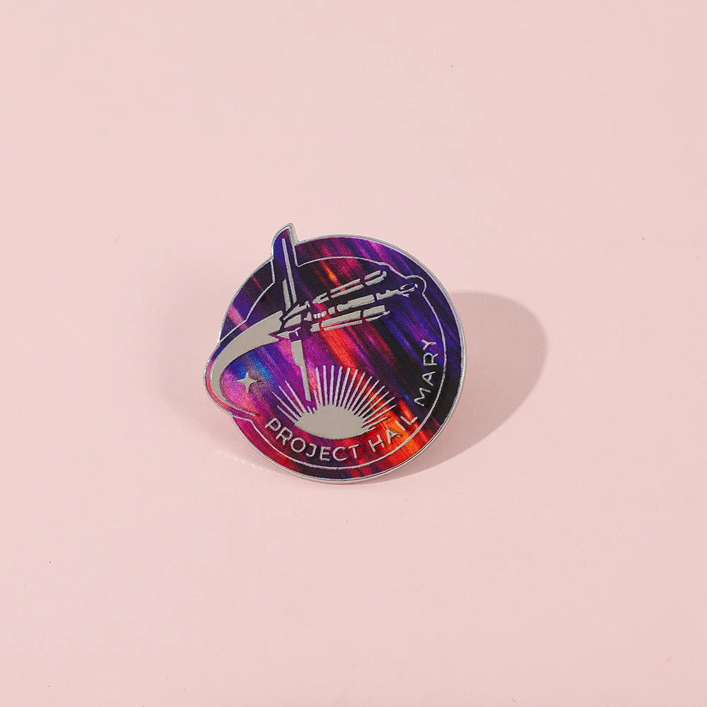 3PCS Project Hail Mary Enamel Pins Set "AMAZE!!!" & Space Shuttle Brooches Cosmic Sci-Fi Badges for Fans Backpack Accessories
