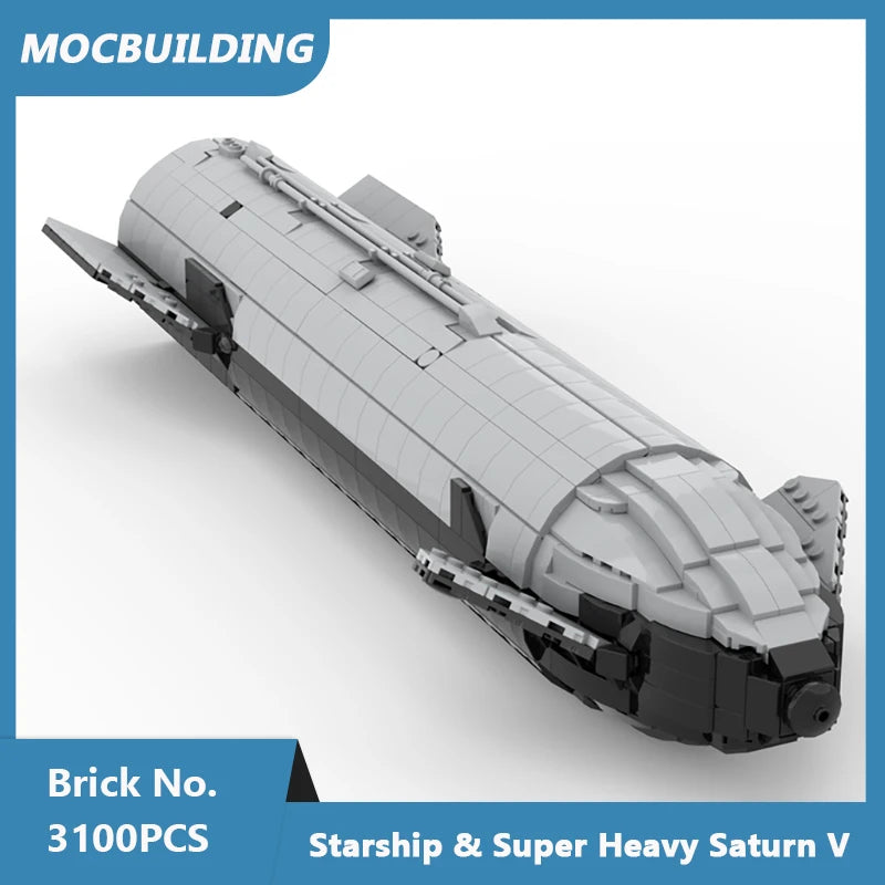 MOC Building Blocks Space Starship & Super Heavy Saturn V 1:110 Scale Model DIY Assembled Bricks Educational Toys Gifts 3100PCS