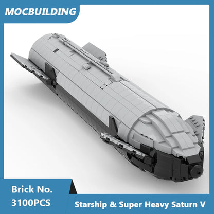 MOC Building Blocks Space Starship & Super Heavy Saturn V 1:110 Scale Model DIY Assembled Bricks Educational Toys Gifts 3100PCS