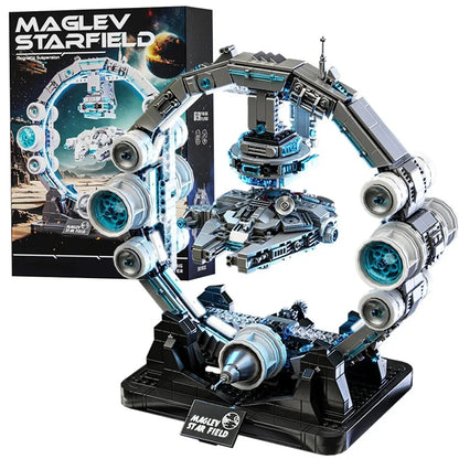 1196PCS MOC Technical Maglev Falcon Spaceship Building Blocks Magnetic Suspension War Spacecraft Bricks Toys Ornaments Kids Gift