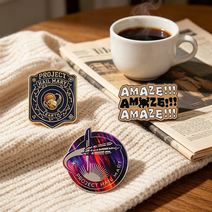 3PCS Project Hail Mary Enamel Pins Set "AMAZE!!!" & Space Shuttle Brooches Cosmic Sci-Fi Badges for Fans Backpack Accessories
