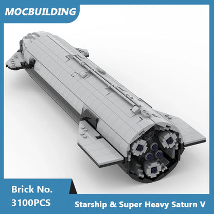 MOC Building Blocks Space Starship & Super Heavy Saturn V 1:110 Scale Model DIY Assembled Bricks Educational Toys Gifts 3100PCS